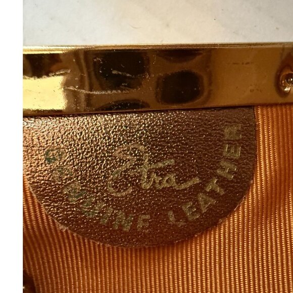 Vtg. Etra Genuine Leather 1950s–1960s Bronze Evening Bag Retro Metallic Handbag - Picture 6 of 9